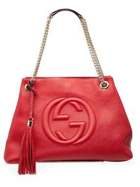 Gucci Soho Chain Shoulder Bag Red Leather